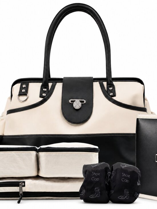 Borsali Handbags - Carry on Vegan Leather Duffel with Travel Wallet, Packing Cubes, Shoe Covers